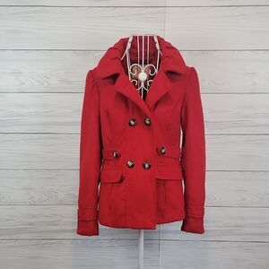 Pink Envelope Red Double-Breasted Coat Womens Size M